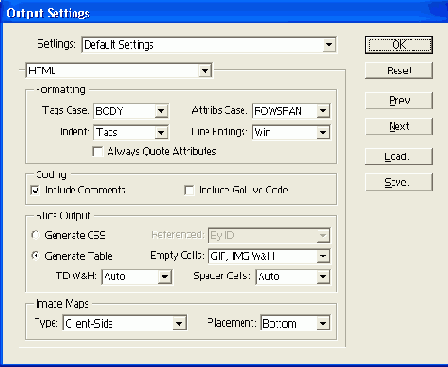     Output Settings