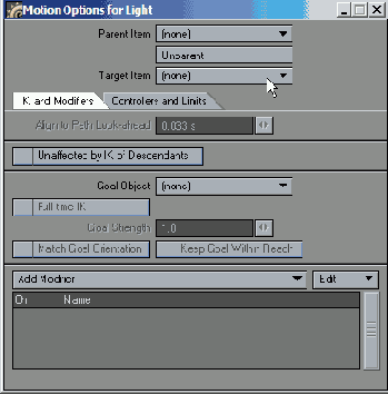   Motion Options  Target_Null